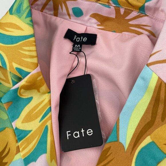 NWT FATE Tropical Print Cropped Jacket Shoulder Pads Womens Size Medium Resort - Picture 3 of 8